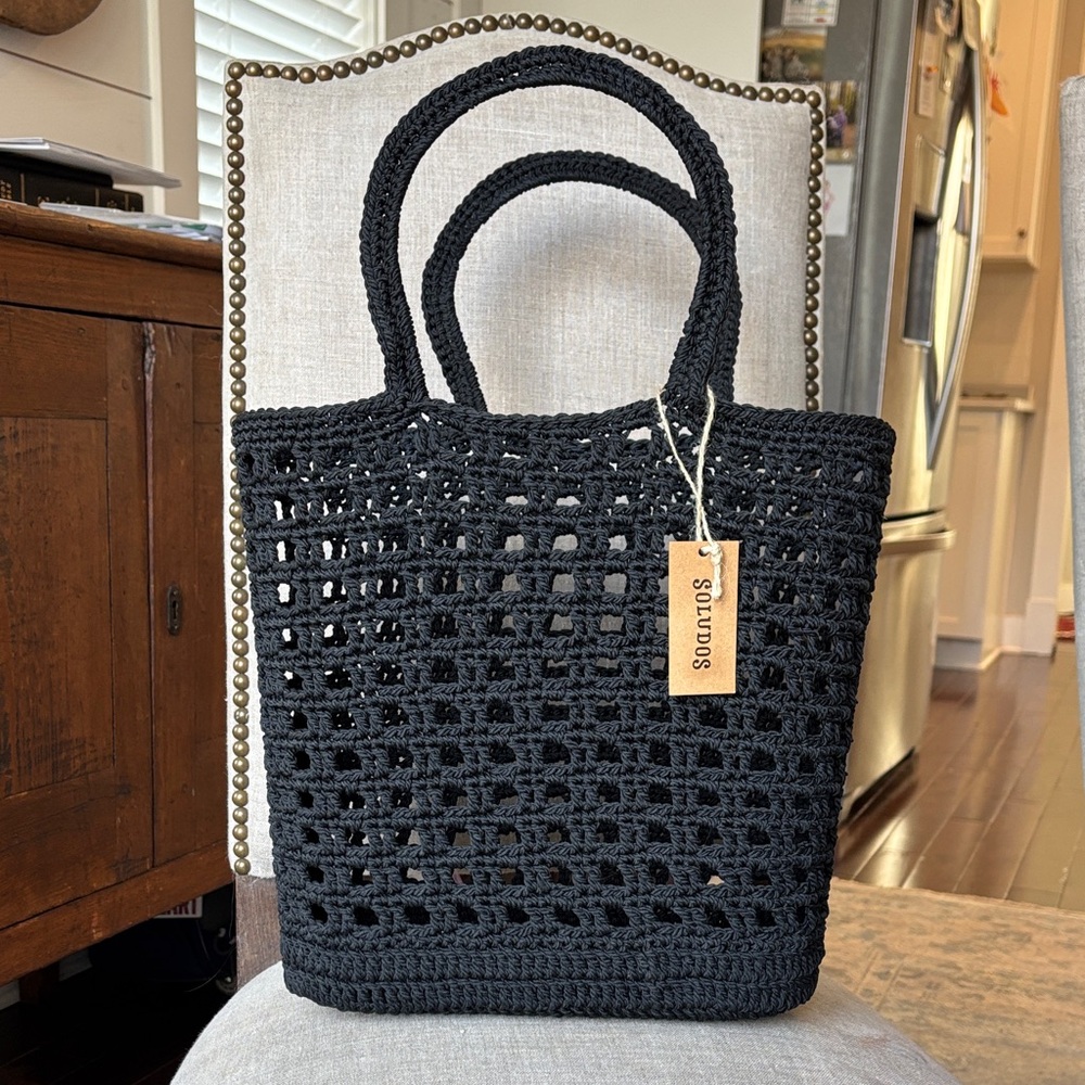 NWT Soludos Black Woven Tote Bag